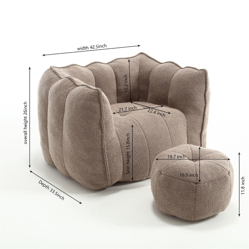 Soft Bean Bag Chair with High Resilient Foam,Comfortable Lazy Sofa - Coffee