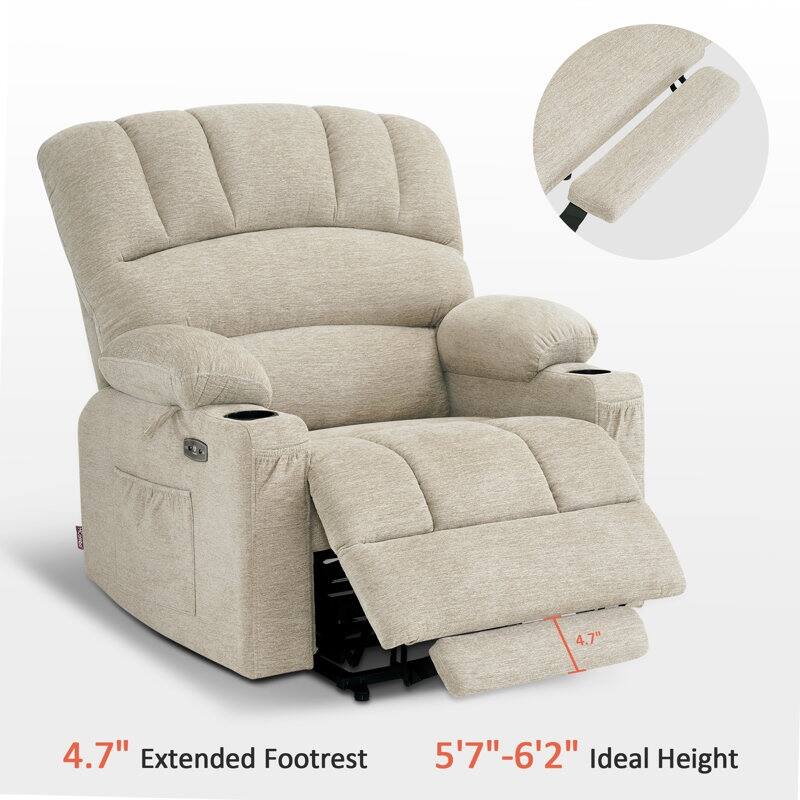 MCombo Power Lift Recliner Chair with Massage and Heat for Big Elderly People, Fabric R7092 (Large-Wide)