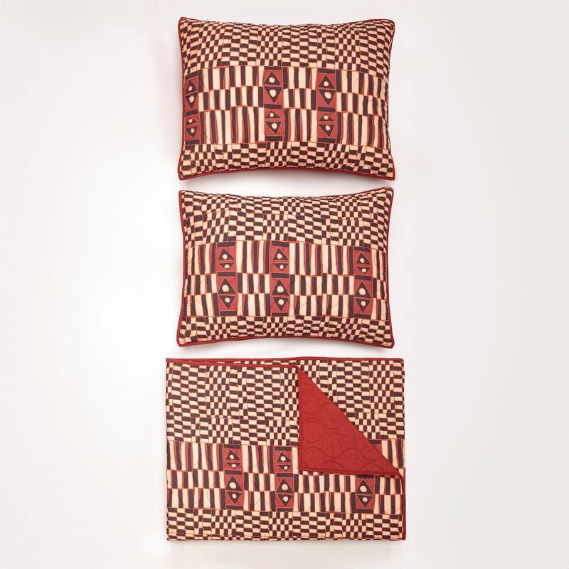 Verona 3-Piece Geometric 100% Cotton Reversible Quilt Set by Jungalow