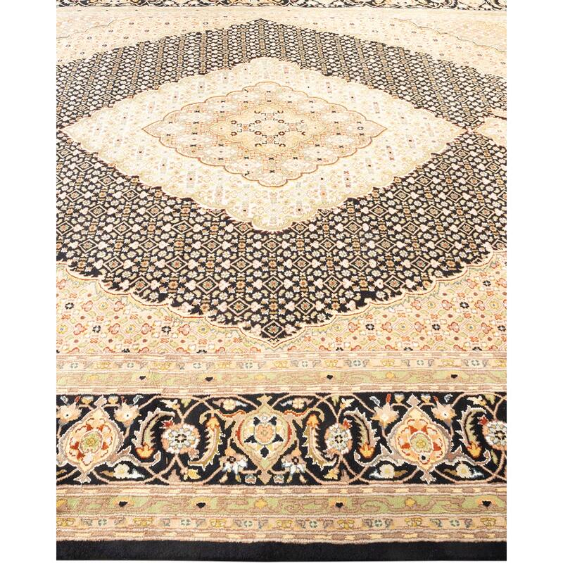 Overton Hand Knotted Wool Vintage Inspired Traditional Mogul Black Area Rug - 8 x 10