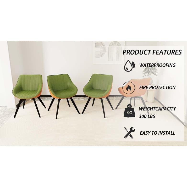A set of 4 dining chairs, medieval modern kitchen dining chair, PU decorative chairs with black metal legs, suitable for