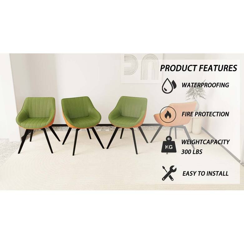 Mid-Century Modern PU Dining Chair with High-Density Foam Cushion and Curved Backrest, for Dining Room, Set of 4