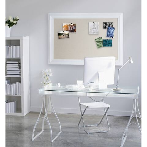 DesignOvation Whitley Framed Linen Fabric Pinboard - 29.5x45.5