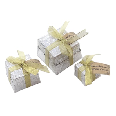 Novica Handmade Evening Glow Aluminum Tinned Candles (Set Of 3)