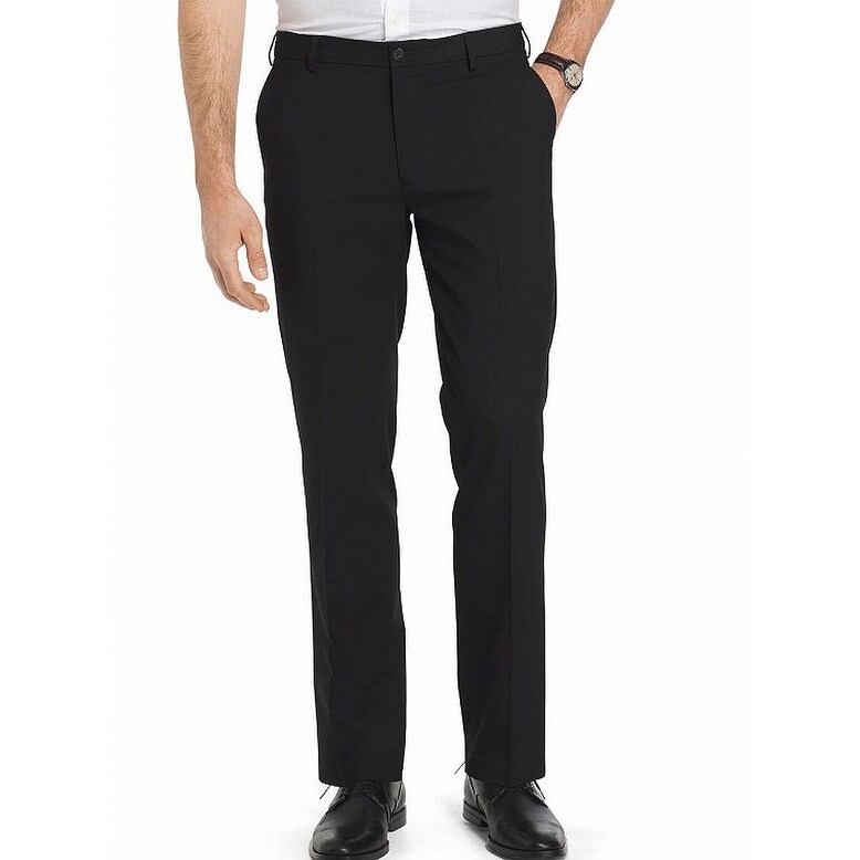 Shop Van Heusen Black Mens Size 38x30 Knit Straight Fit Pants Stretch Free Shipping On Orders Over 45 Overstock 27369576