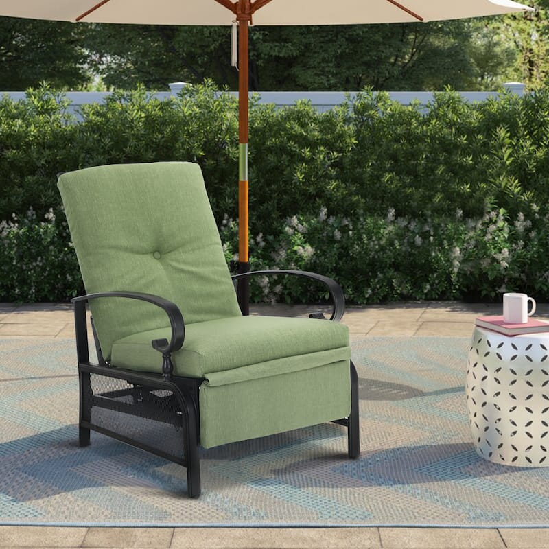 Outdoor Adjustable Cushioned Metal Patio Recliner Lounge Chair - On Sale -  Bed Bath & Beyond - 30355005