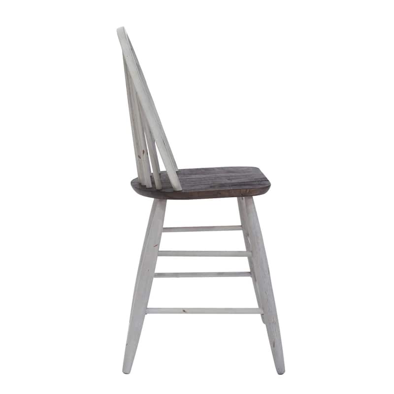 Farmhouse Two Tone White Windsor Back Counter Chair- Set of 2