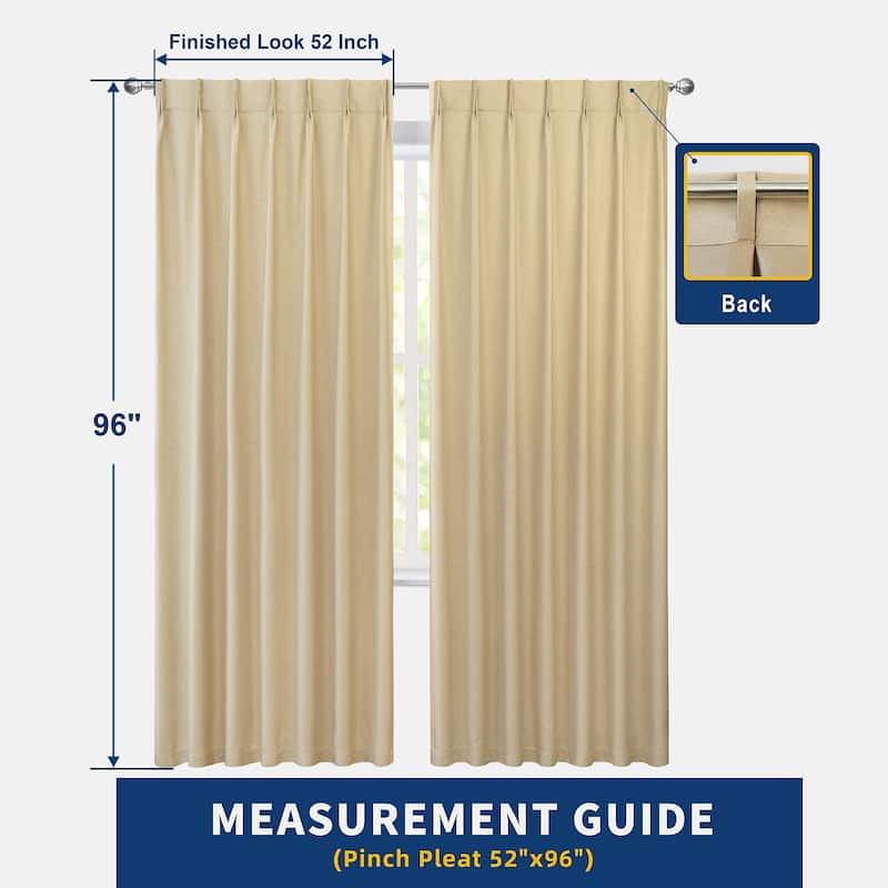 DriftAway Pinch Pleat Faux Linen Textured Blackout Curtains