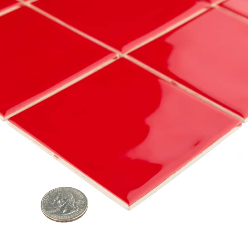Merola Tile Twist Square Red Cherry 11-3/4" x 11-3/4" Ceramic Mosaic Wall Tile