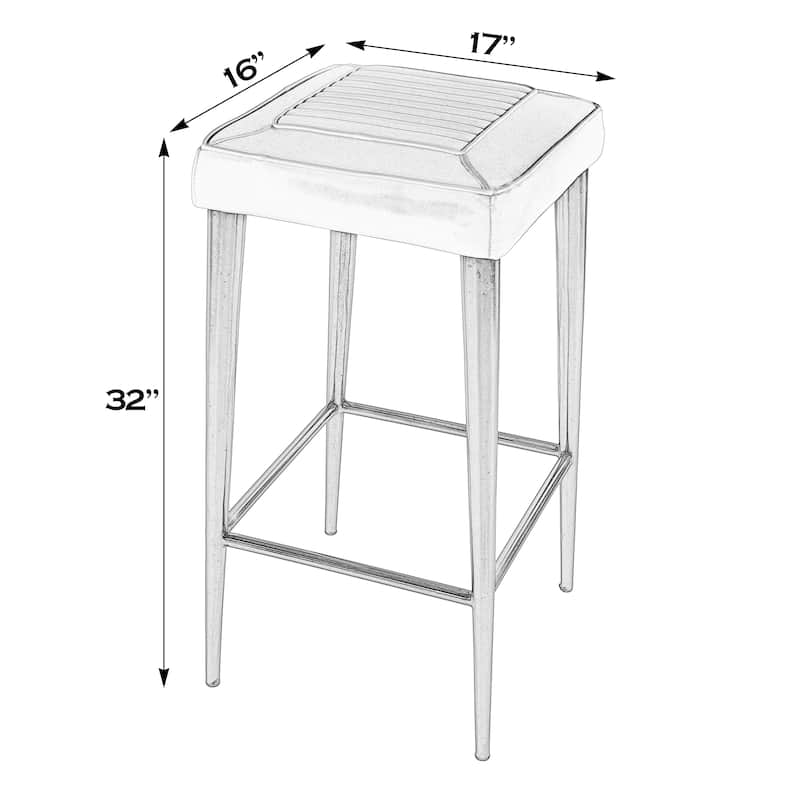 Maxwell 32"H Seat Leather and Metal Square Bar Stool