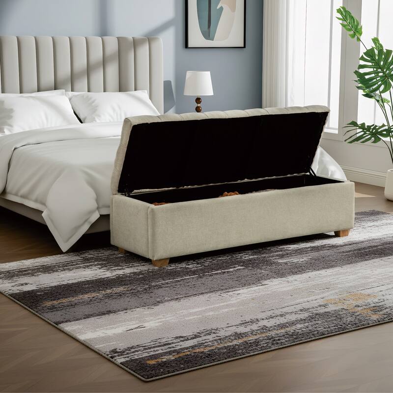 60.24" Wide Modern Upholstered Storage Bench,Entryway Bench,End of Bed Bench
