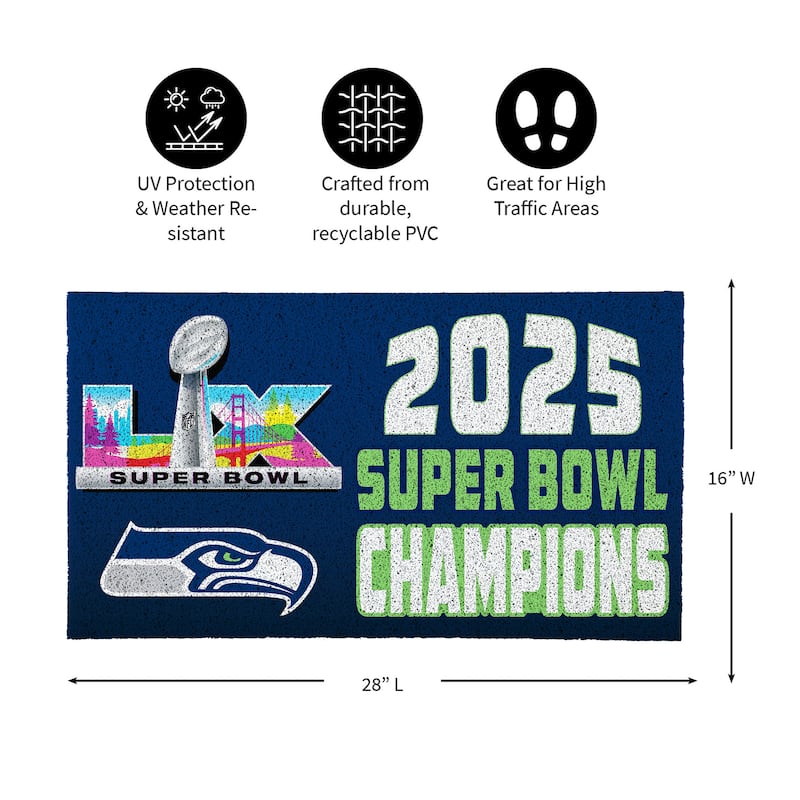 28 in. x 16 in. Seattle Seahawks Super Bowl 60 Turf Door Mat