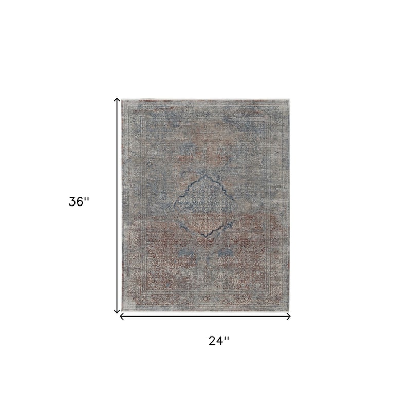 Wehin Power Loomed Floral Traditional Stain Resistant Low Pile Durable Area Rug By HomeRoots - 2' x 3'