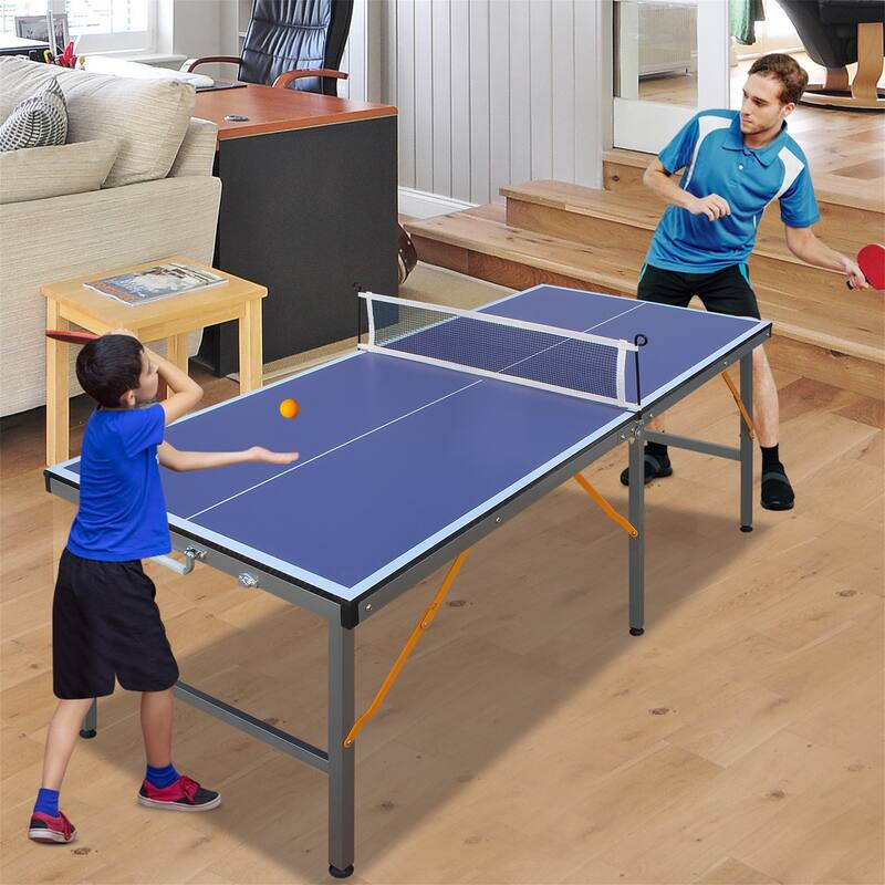 5ft Mid-Size Table Tennis Table Foldable,Portable Ping Pong Table Set