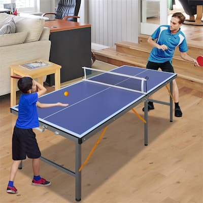 5ft Mid-Size Table Tennis Table Foldable,Portable Ping Pong Table Set