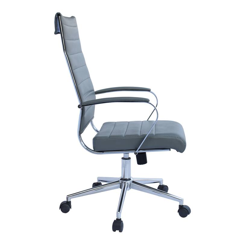 Modern Ergonomic Office Chair: Mid Back, PU Leather, Arms, Tilt, Adjustable Height, Wheels, Swivel