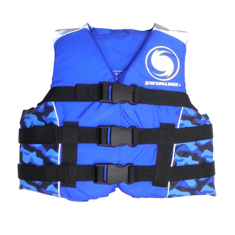15" Blue USCG Approved Swimming Pool Cool in Camouflage Child Life Jacket Vest-Up to 90 lbs