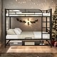 preview thumbnail 1 of 7, Modern Full over Full Bunk Bed with Shelf and Guardrails,Separate into 2 Twin Beds for Bedroom Black