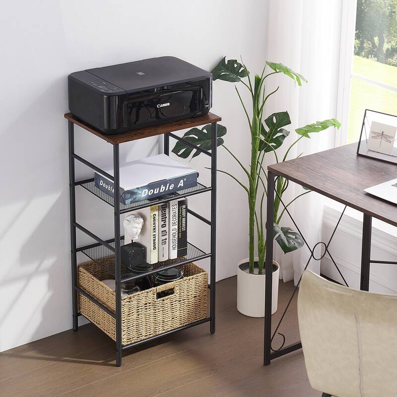 VECELO 3-Tier Nightstand Side Table/Bedside Table with Two Storage Baskets