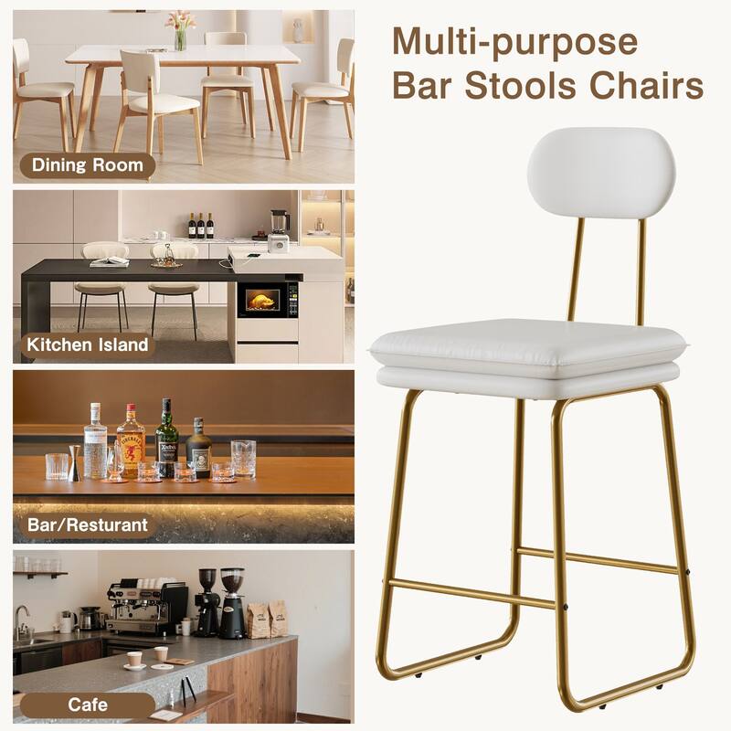 Javlergo Living Room Chair Set of 2 & 4 Modern Armless Accent Chair with Double Footrest Bar Stools for Multiple Rooms