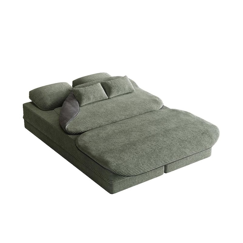 75''2-In-1 Foldable Convertible Sleeper Foam Sofa Bed with Multi Functional Blanket