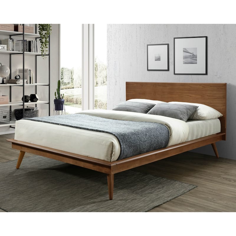 Modern Sleek Design 1pc Queen Platform Bed Durable Brown Wooden Bedroom Furniture