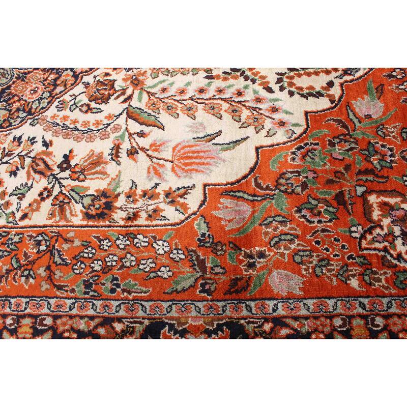 ECARPETGALLERY Hand-knotted Kashmir Cream, Dark Copper Viscose Rug - 4'0 x 6'1