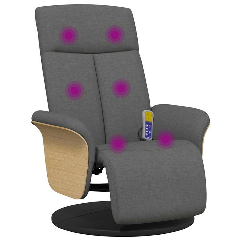vidaXL Massage Recliner Chair Dark grey 100% polyester, plywood, metal
