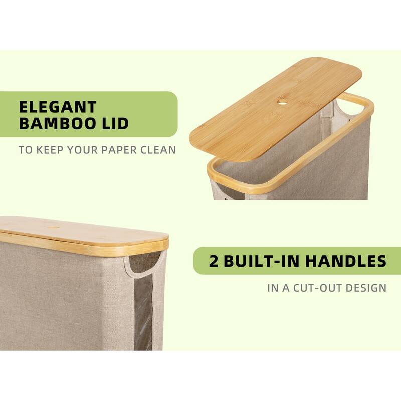 Freestanding Toilet Paper Holder for 9 Mega Rolls, Bathroom Storage Basket With Side Window - 17.5"L x 6"W x 13.75"H