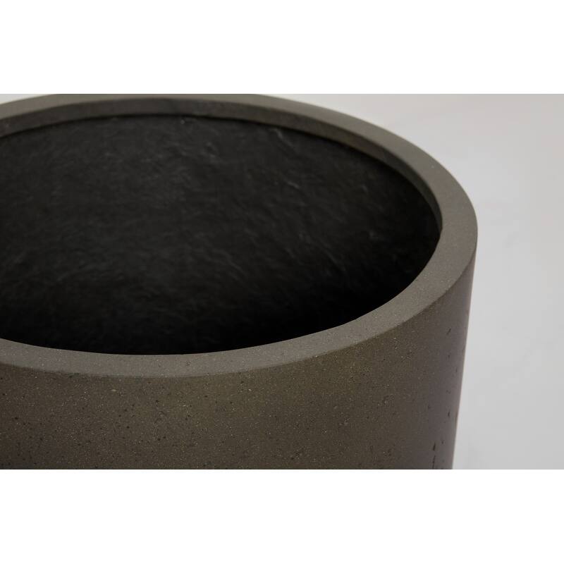 Indoor/Outdoor Large Nordic Minimalist Fiberstone Lightweight Round Cylinder Planter Pot -19,15,12inch Cement Finish