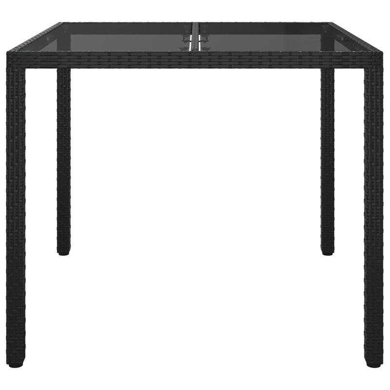 vidaXL Patio Table Tempered Glass and Poly Rattan Table 35.4"/59" Multi Colors