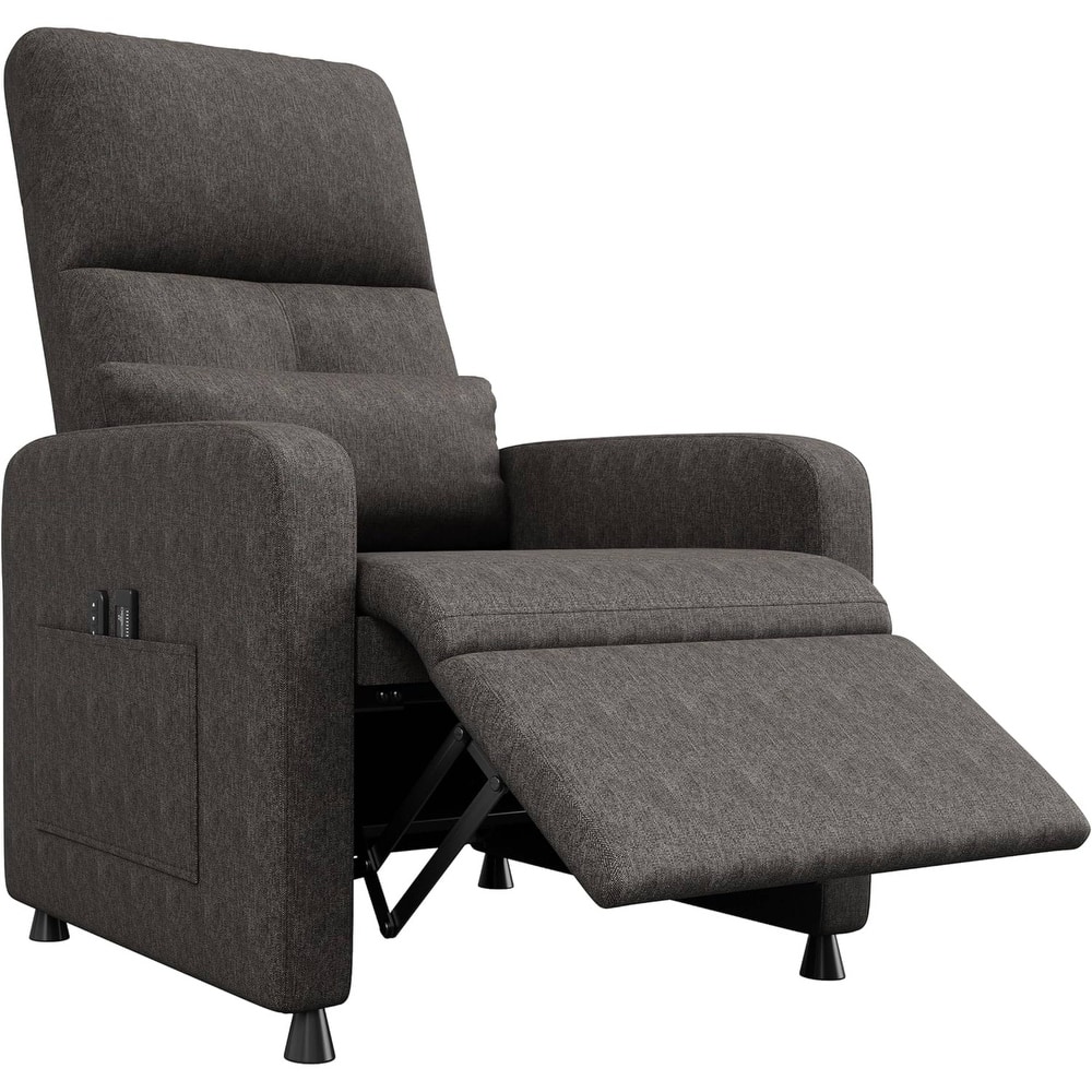 Adjustable Electric Linen Power Recliner Chair, Single Sofa with 2 Side Pockets and USB Port