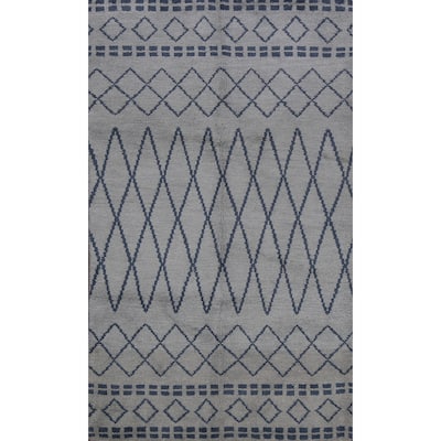 Modern Tribal Abstract Oriental Wool Area Rug Handmade Foyer Carpet - 5'1" x 8'3"