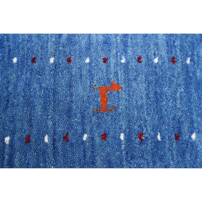 ECARPETGALLERY Hand Loomed Kashkuli Gabbeh Blue Wool Rug - 2'2 x 7'11