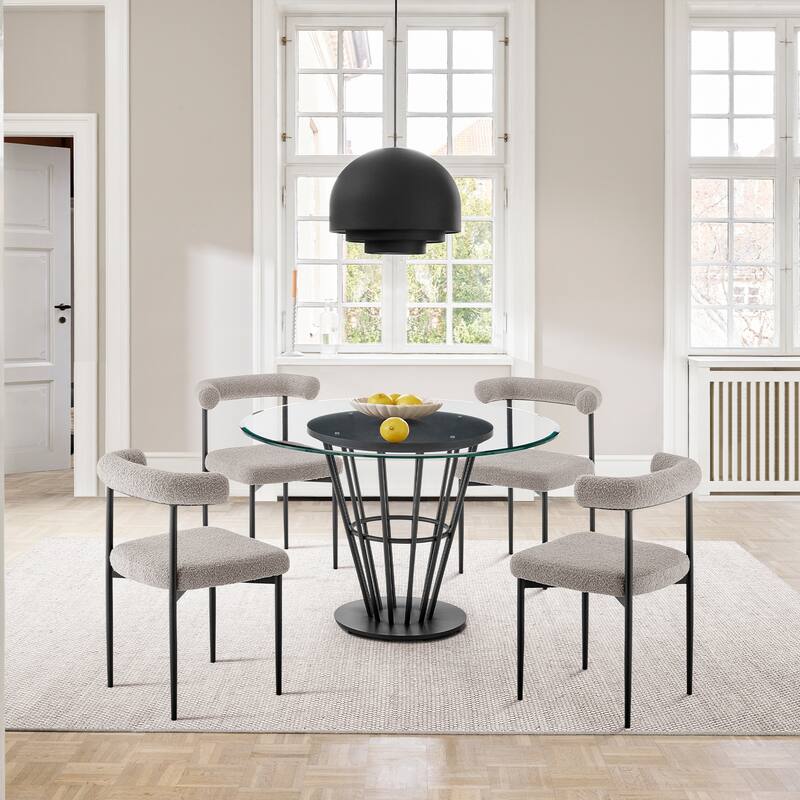 Shannon Upholstered Curved Back Barrel Kitchen Dining Chairs - Set of 2