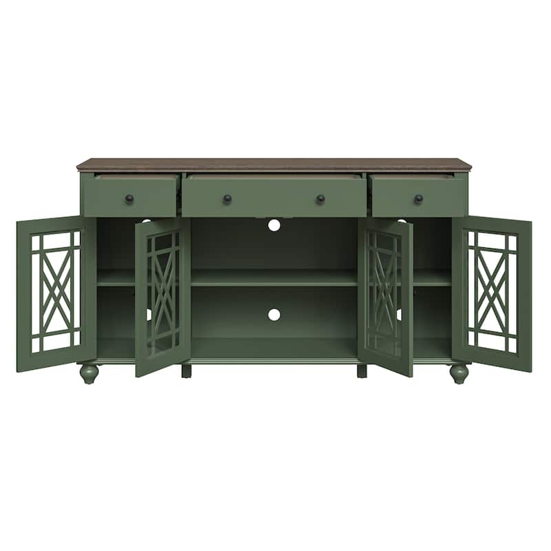 63" Vintage Style Kitchen Accent Buffet Sideboard Cabinet w/ Drawers - 63" in Width