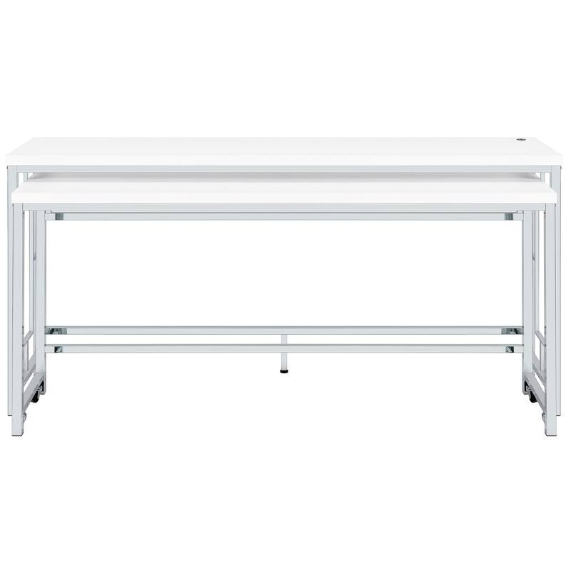 Laguna White 5-piece Counter Height Table with Pot Rack