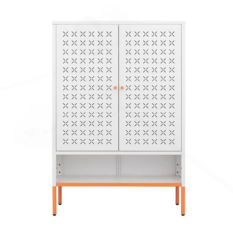 Versatile Double Door Shoe Cabinet with Innovative Design for Optimal Storage - White