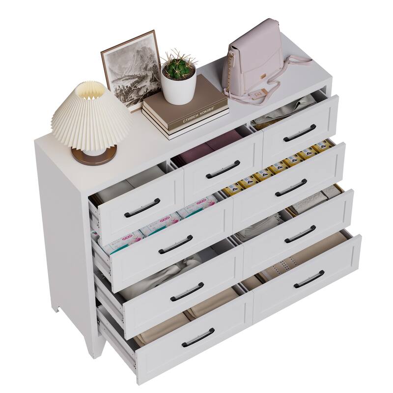 Bedroom Dresser Metal Storage Cabinet with Drawers, Space-Saving Chest of Drawers for Bedroom Living Room Entryway