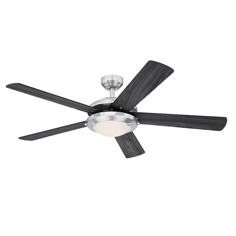 Westinghouse Lighting Comet 52-Inch 5-Blade Indoor Ceiling Fan with Dimmable LED Light Fixture and Frosted Glass - Brushed Nickel