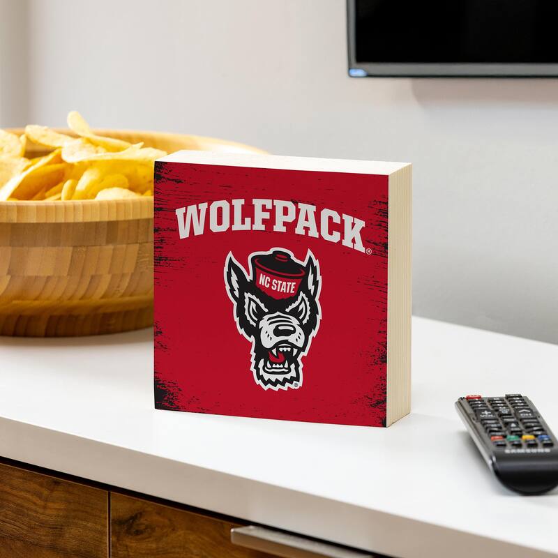 North Carolina State University Wooden Tabletop Mantel Shelf Sign - 6" x 6"