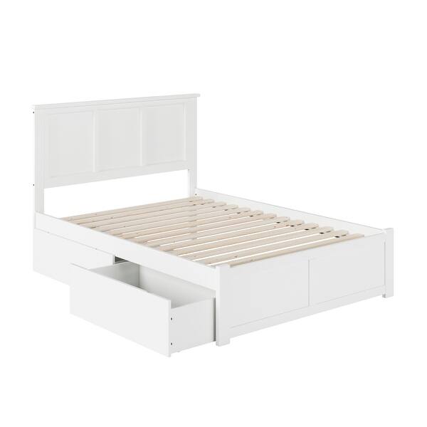 slide 2 of 9, Madison Full Platform Bed with Footboard and 2 Drawers in White White - Full