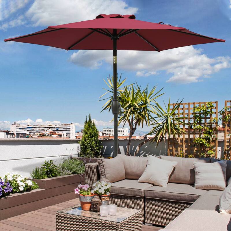 7.5ft * 7.5ft Patio Umbrella with Crank and Push Button Tilt,Outdoor Table Market Umbrella with Aluminum Pole