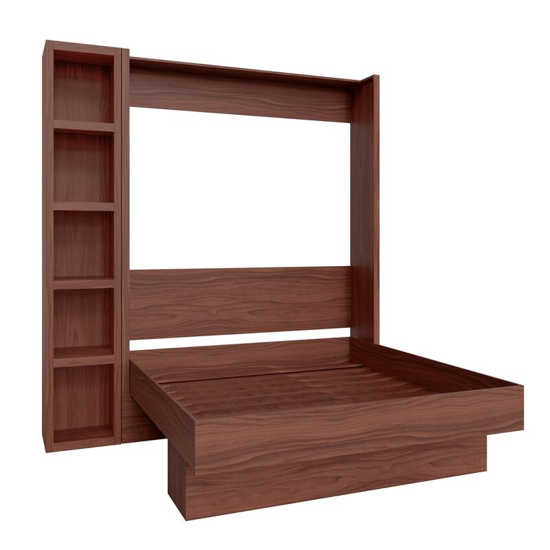 Easy-Lift King Murphy Wall Bed in with Bookshelf