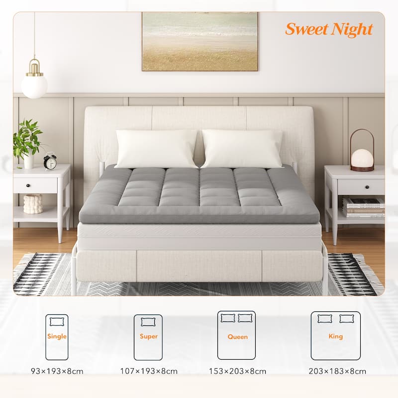 Memory Foam Mattress Topper Gray