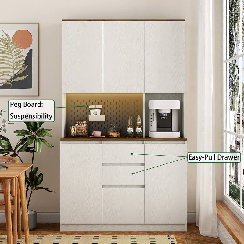 GDFStudio - Hadley 72" Farmhouse Bar MDF Cabinet with Sliding Barn Door, Kitchen Buffet and Coffee Bar Sideboard