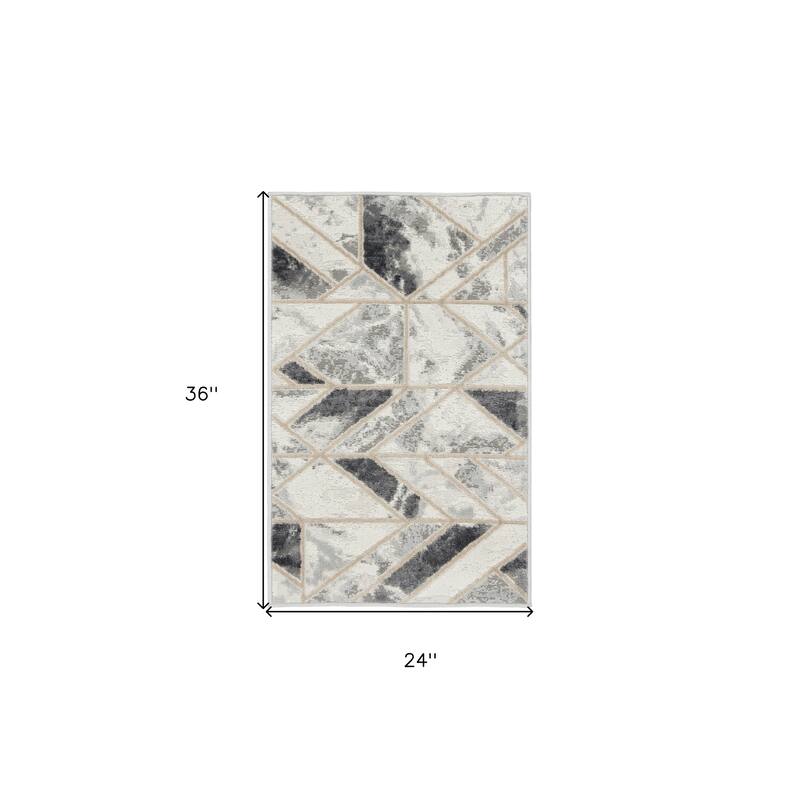 HomeRoots Geometric Modern Rectangle Area Rug - 36.00 in. x 24.00 in. x 0.25 in.