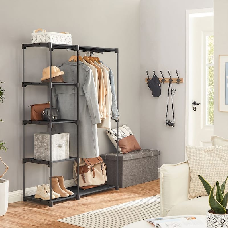 Freestanding Closet Organizer with Adjustable Shelves, Dual Hanging Rods and Storage Drawers