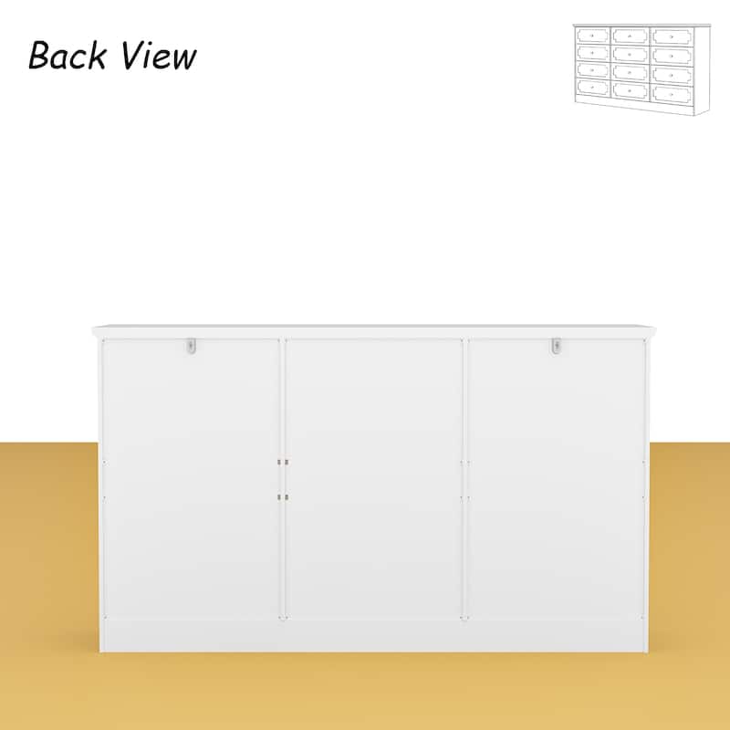 Modern 12-Drawer White Wooden Dresser for Bedroom and Living Room Storage