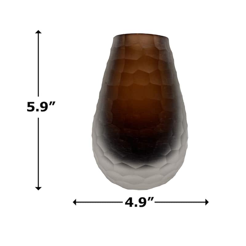 6" High Premium Contemporary Glass Vase for Flowers in Brown